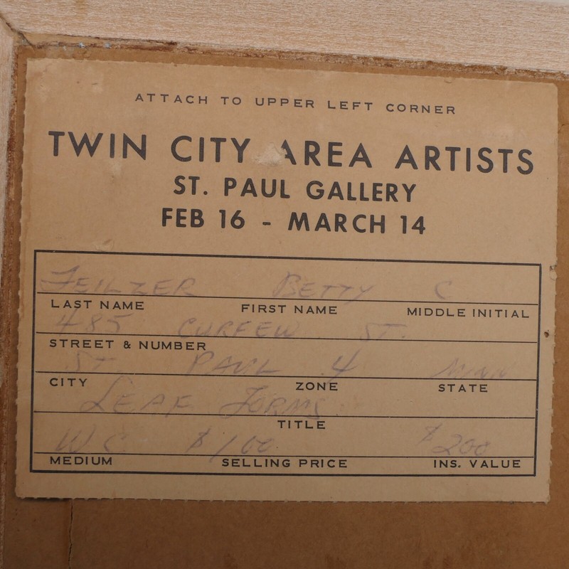FOLK ART MINNESOTA ARTIST BETTY C FEILZER WATERCOLOR PERIOD FRAME TWIN CITIES gallery