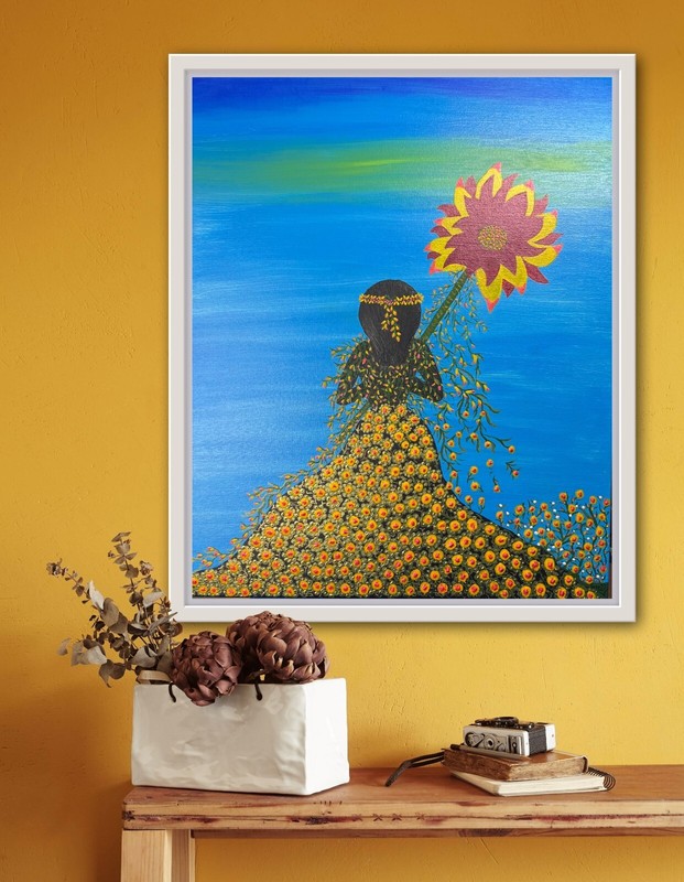 Floral Farewell (New) 24x20x3/4 inch hand painted acrylic w/textured flowers gallery