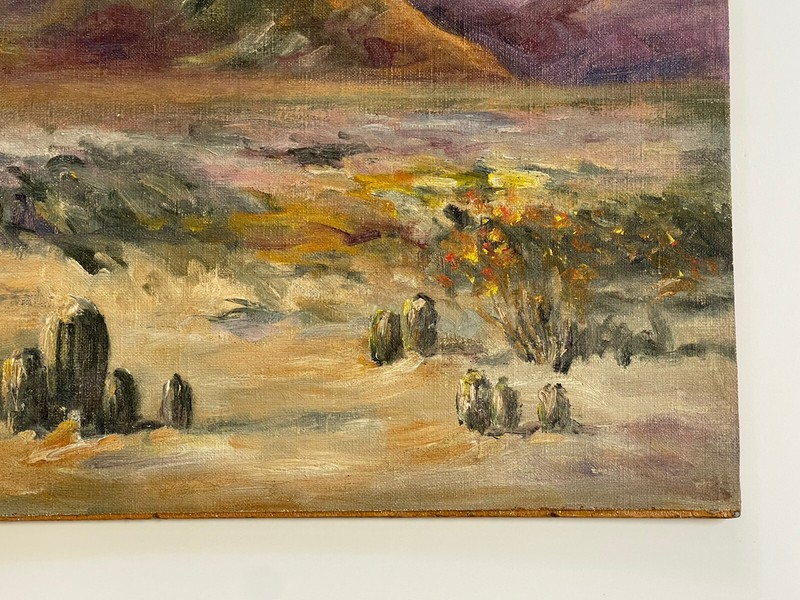 ANTIQUE LANDSCAPE PAINTING DESERT CACTUS IMPRESSIONIST DOROTHY ANDERSON LISTED gallery