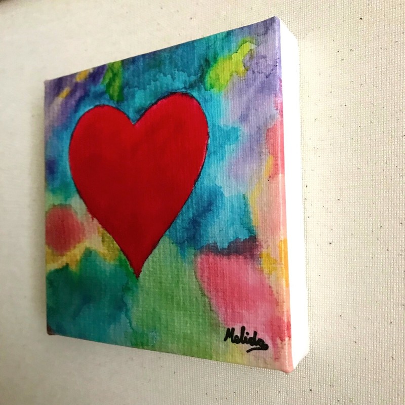 Red Heart Art Print Canvas Colorful Heart painting Valentine Gift for Her/Him gallery