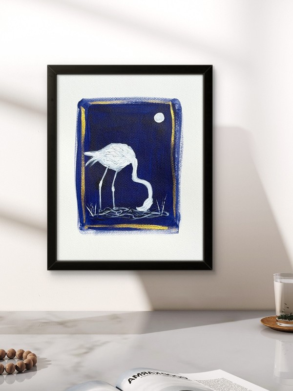 Original Flamingo Abstract Expressionism 11x14 Handmade Signed Fine Art WP 43 gallery