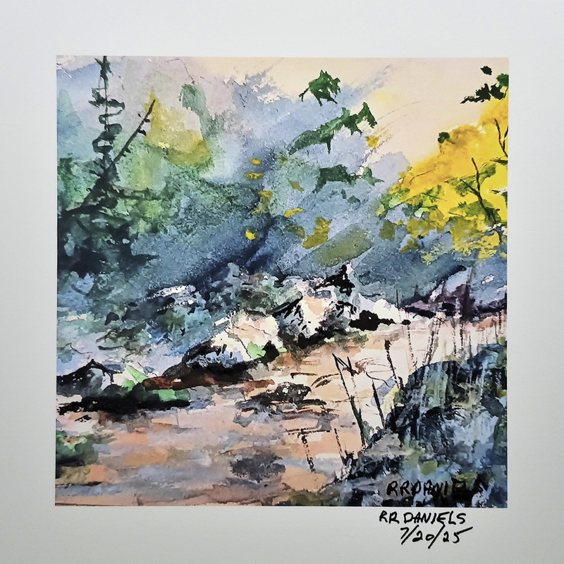 RR Daniels Signed Abstract Watercolor Landscape Painting Giclee Print UNFRAMED