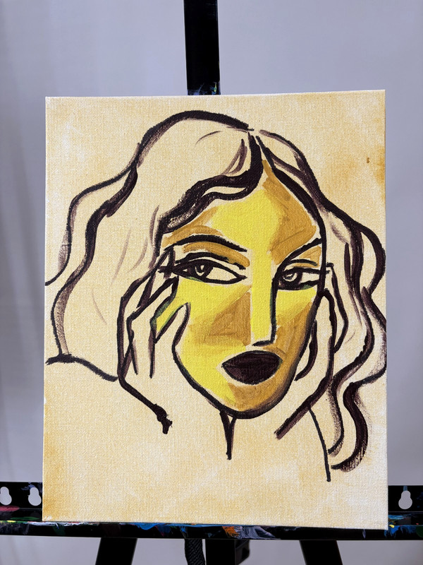 Woman's Gaze 8x10 Canvas Abstract Minimalist Colorful Portrait Original Art gallery