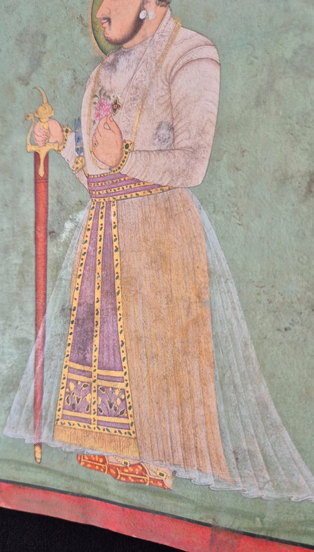 PURE GOLD WORK ANTIQUE 100-150 YEAR OLD FINE HANDMADE MINIATURE MUGHAL PAINTING. gallery