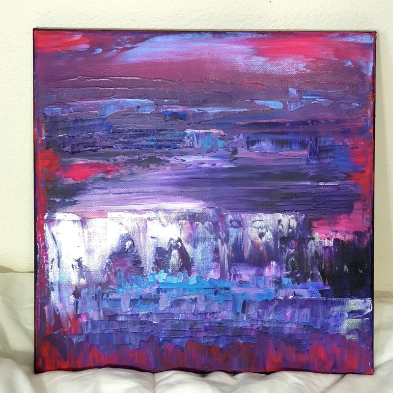 Original Abstract Acrylic Painting (See Video) On Canvas 12×12
