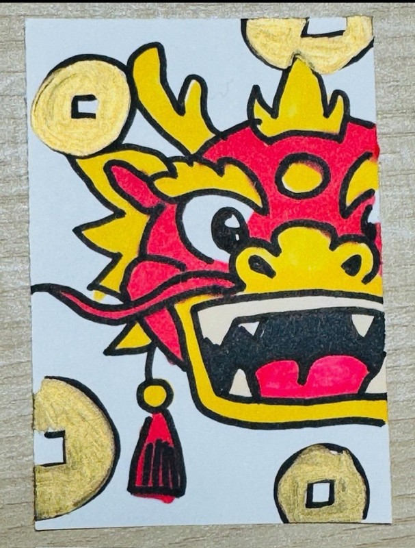 ACEO Miniature-Art Piece-Luck of the Dragon- Chinese New Year-Caroline Hanold