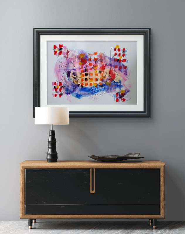 DEGRADATION FINE ART 23x16 LARGE ABSTRACT EXPRESSIONISM COLOURFUL ARTWORK PAPER gallery