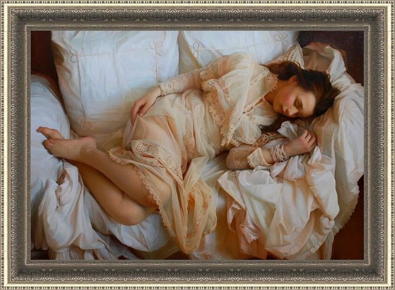 Handmade Original Oil painting female art women girl on Canvas 24″X36″
