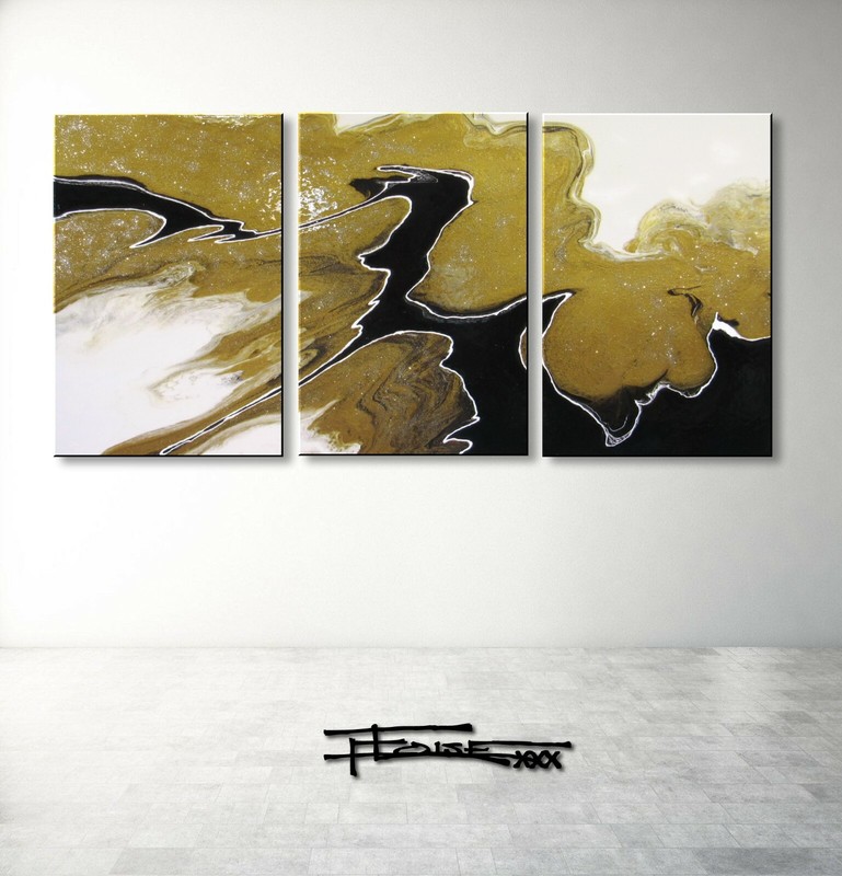 Abstract Painting Modern Canvas Wall Art Large Resin Coated Framed US ELOISExxx
