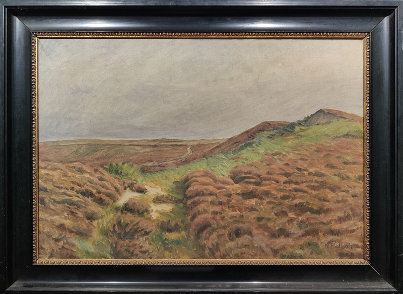 Niels Holbak (1884-1954): LOWLAND HEATH LANDSCAPE, original oil painting