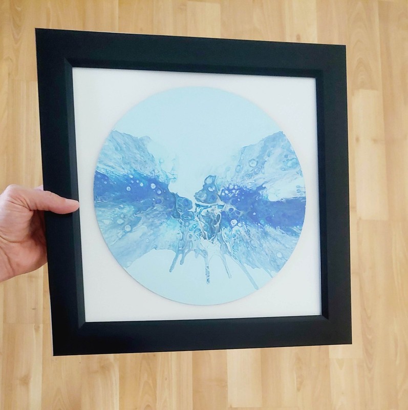Original Abstract Acrylic Painting, 14x14" Frame, 9.75" Round Canvas gallery