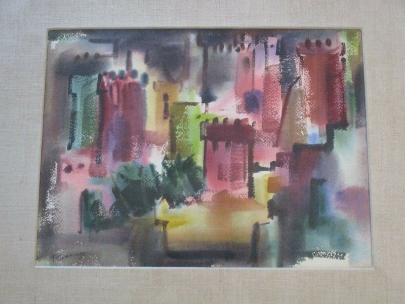 CUMMINGS MID CENTURY REGIONALISM PAINTING AMERICAN MODERNIST EXPRESSIONIST CITY gallery