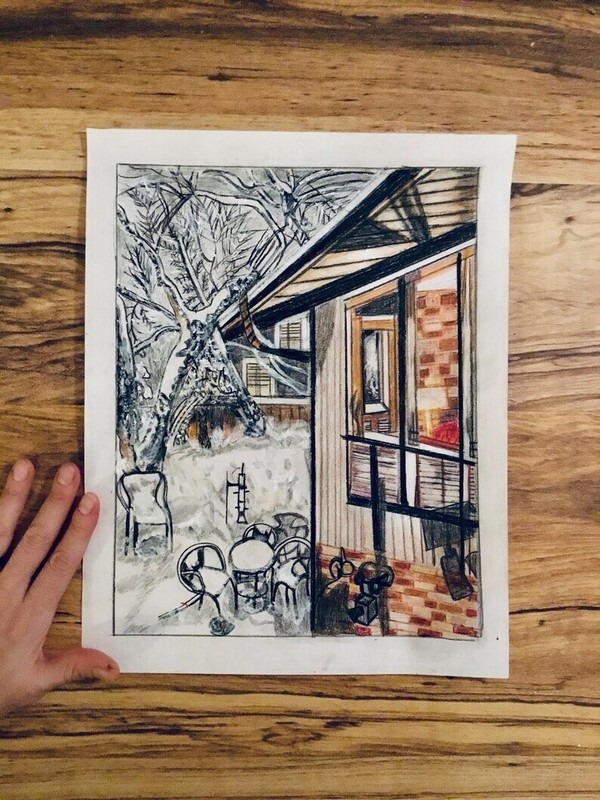 Authentic painting print by local artist Snowy Night 11” x 14” new gallery
