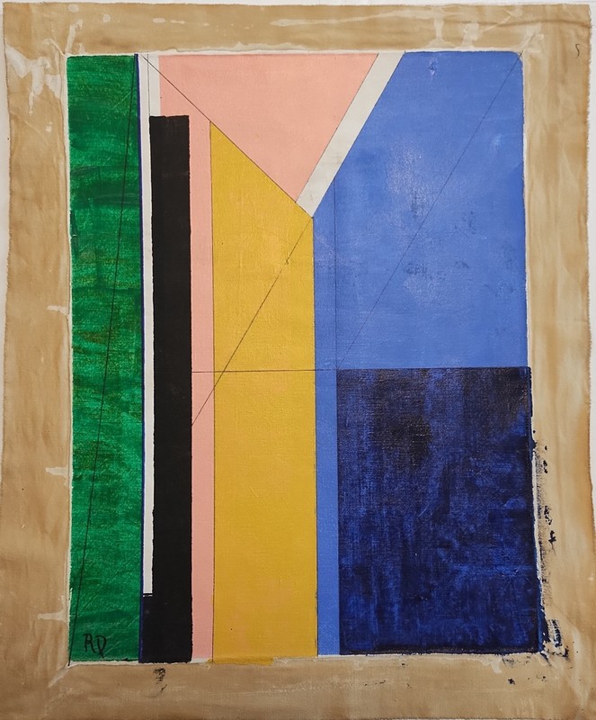 Vintage Canvas Signed RD, Geometric Modern Old 20th Century Art, Modern Art. gallery