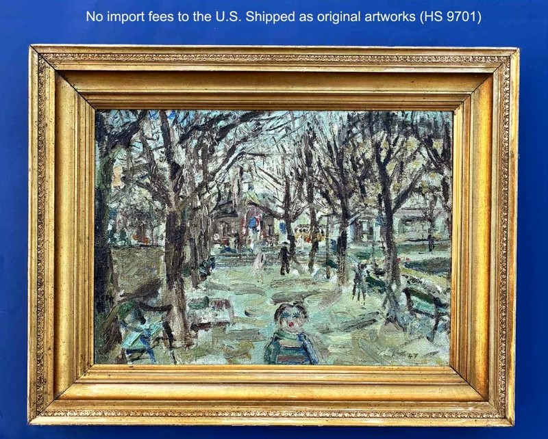 Evgenij Klenø (1921) – Post-War Copenhagen Autumn Park Scene, 1947, COA