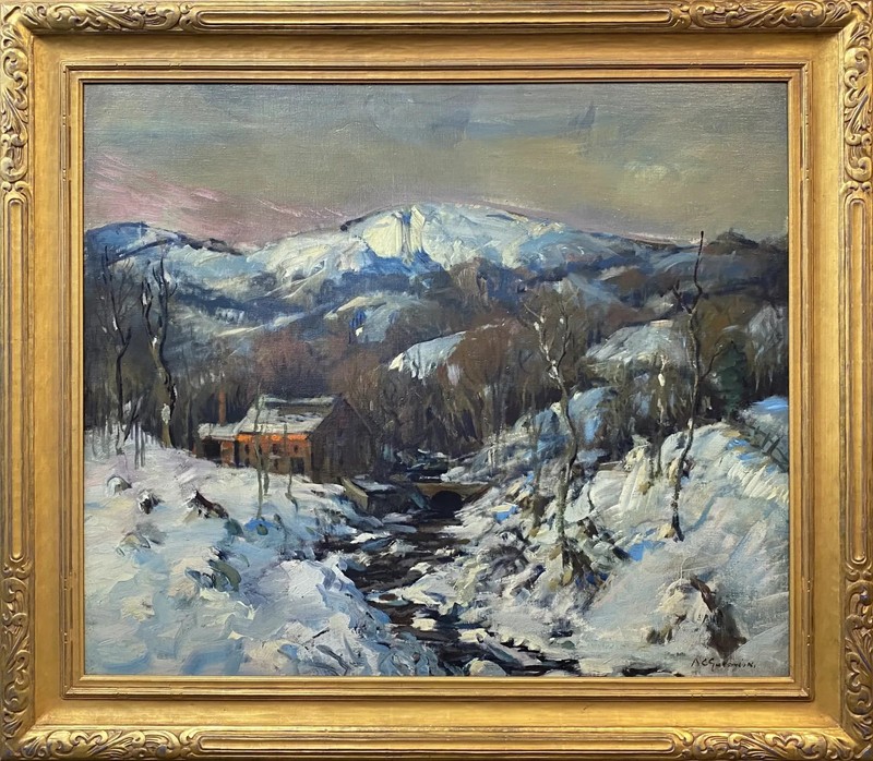 Arthur Clifton Goodwin Winter Landscape Oil Painting, Snowy Banks Of The River gallery