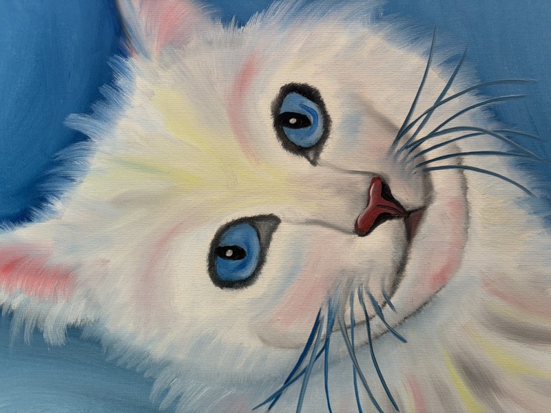 Original Oil painting art on canvas 11 x 14 in portrait colorful abstract cat gallery
