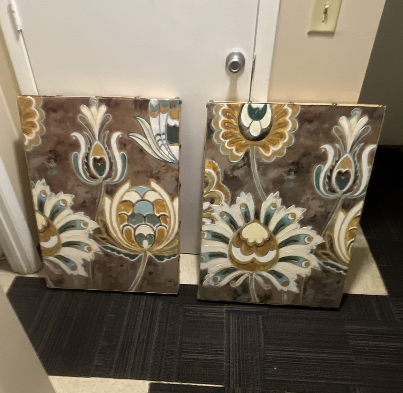 Set of 2 Abstract Floral Canvas Paintings, Flowers Theme, Unframed Wall Art