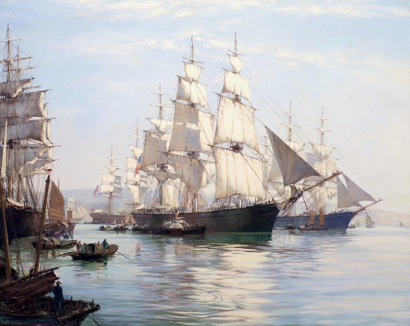 The US Clipper Ship Flying Fish Painting by Montague Dawson Reproduction