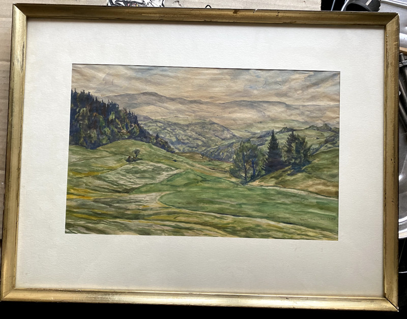 Aquarell Unleserlich Signiert Alpen Berge Himmel Signiert Hans Franke Antik