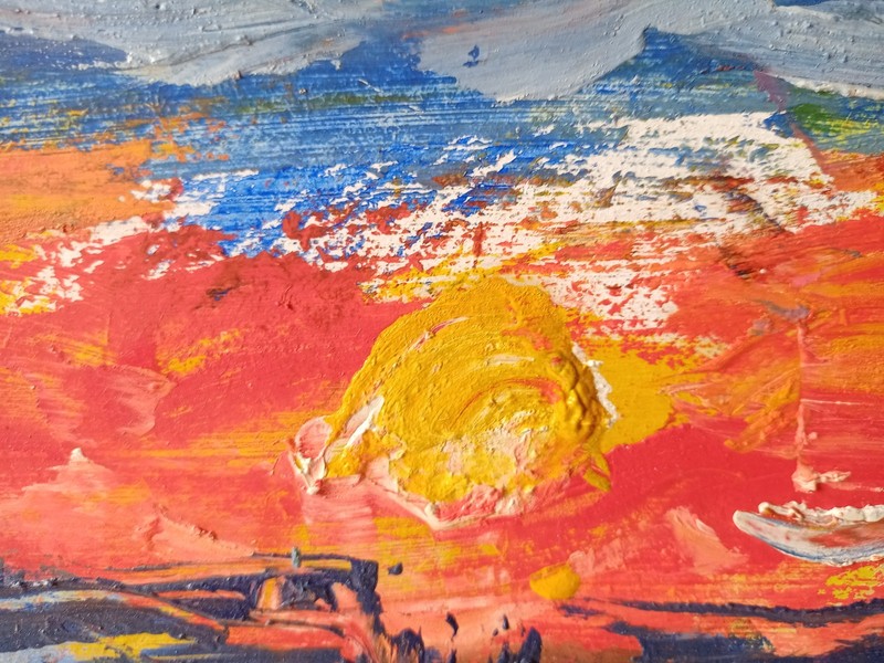 Sea Impasto Painting Original Art Impression Oil Painting 7.8 x 10 in gallery