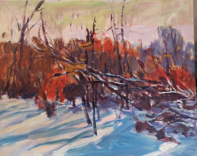 Snow in the woods_original painting signed by artist