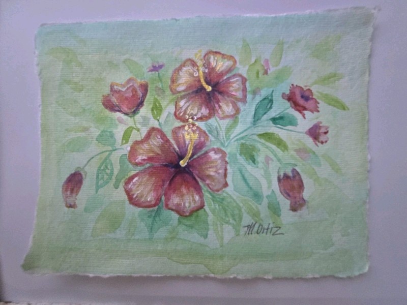Puerto Rico Flor De MAGA, watercolor. Original Art By M. Ortiz