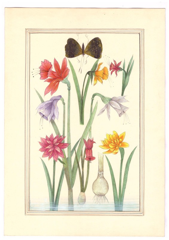 Botanical Flower Plant Painting Handmade Flower Painting On Paper 7×10 Inches