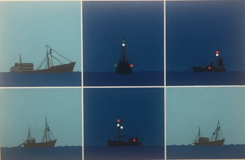 Fishing Boats, Nautical. Original painting reproduced in various editions.197
