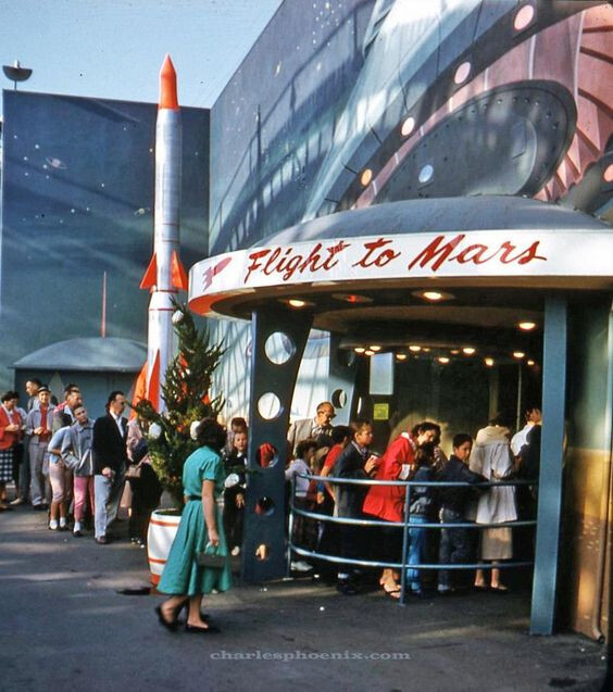 SALE! FLIGHT TO MARS Vancas Pinup 50s CORVETTE UFO SANTA MONICA GAS STATION 20" gallery
