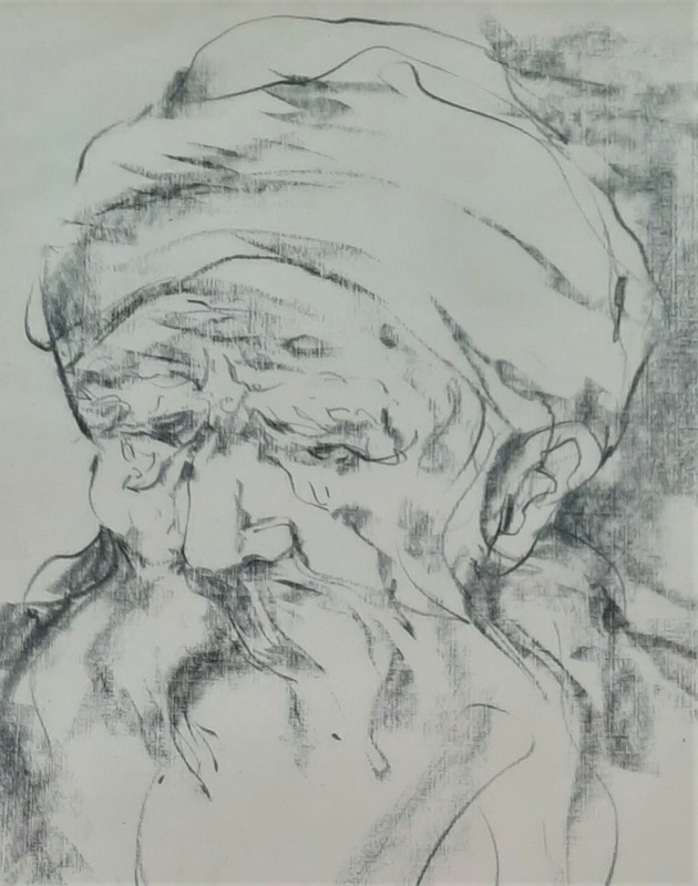 YITZHAK YAMIN (1938-2020), Charcoal on Paper, Old Man, Signed, 1966 gallery