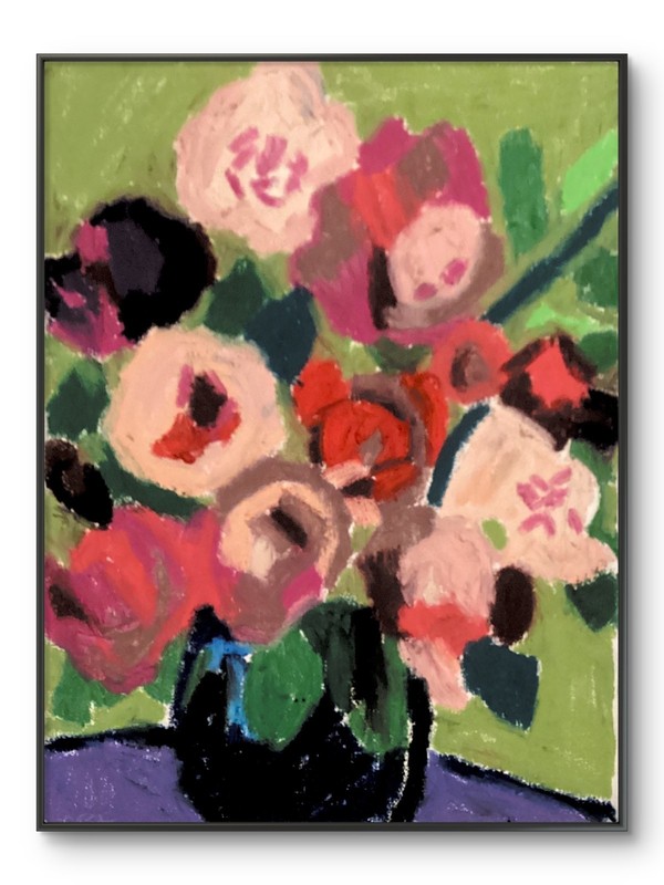 Textured Expressive Red Moody Wedding Bouquet Flowers Canvas Art Original 11×14