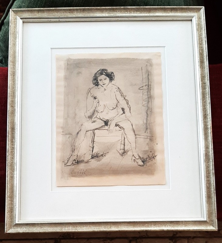 MOSHE CASTEL (1909-1991), Ink on Paper, A Nude Lady Sitting, Signed gallery