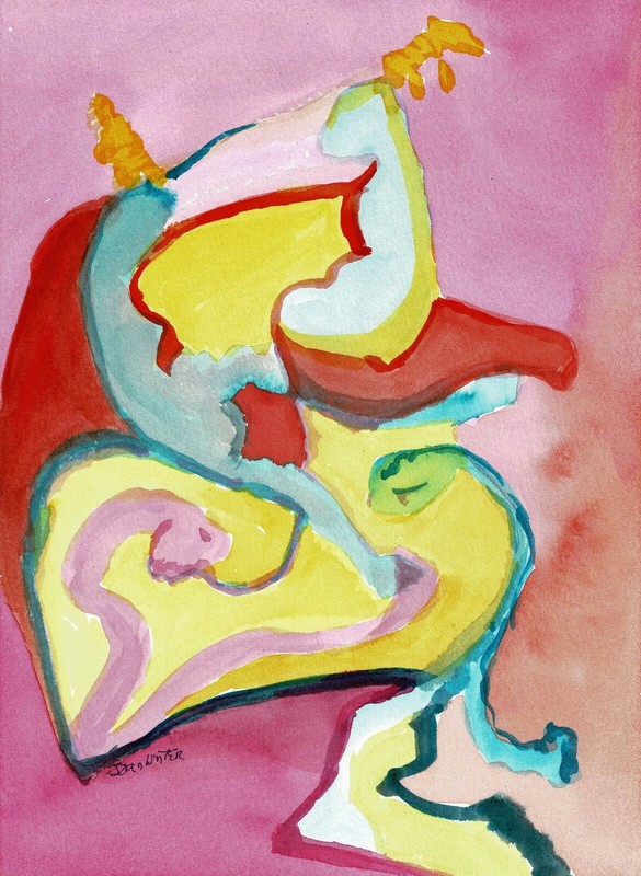 Art Free Shipping original painting abstract «Snakes and Buddha» imagination JW
