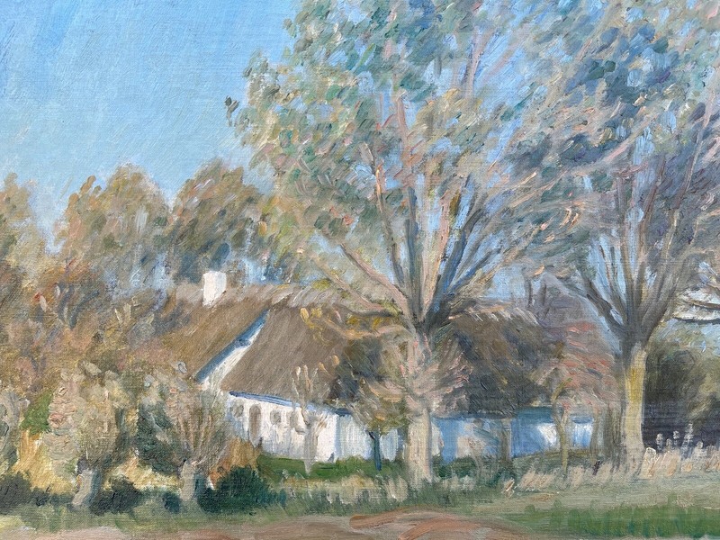 Impressionist Summer Landscape With Farm Reetdachkate Country House 1920 Dated gallery