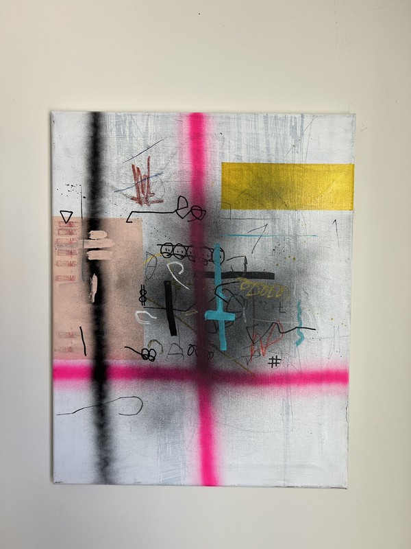Abstract Mixed Media Canvas Contemporary Artwork, Drawing, Graffiti