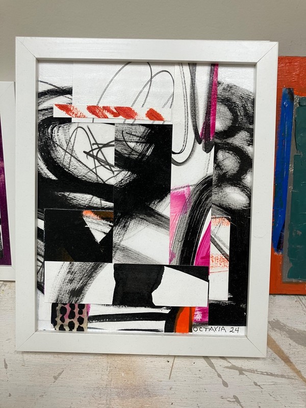 Original Acrylic / Mixed Media on wood panel / Cloudy Days / Abstract