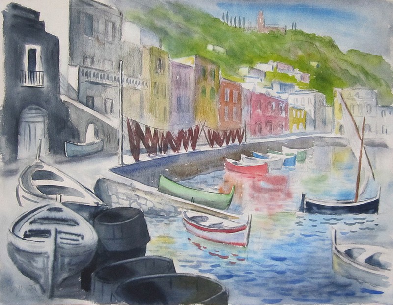 ARTHUR ELLIOTT Signed 1943 Original Watercolor Painting – LISTED