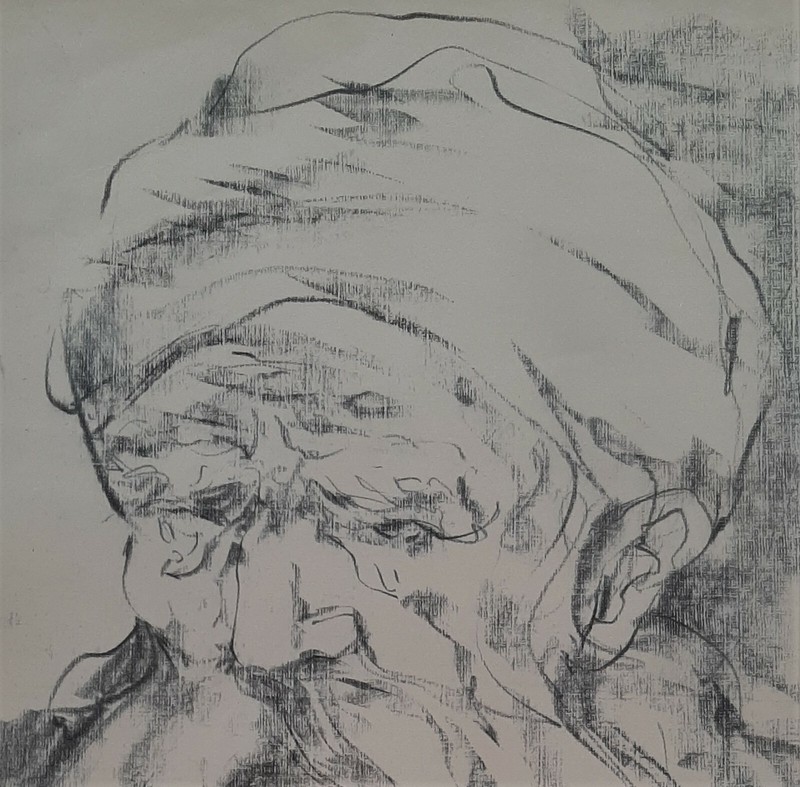 YITZHAK YAMIN (1938-2020), Charcoal on Paper, Old Man, Signed, 1966 gallery
