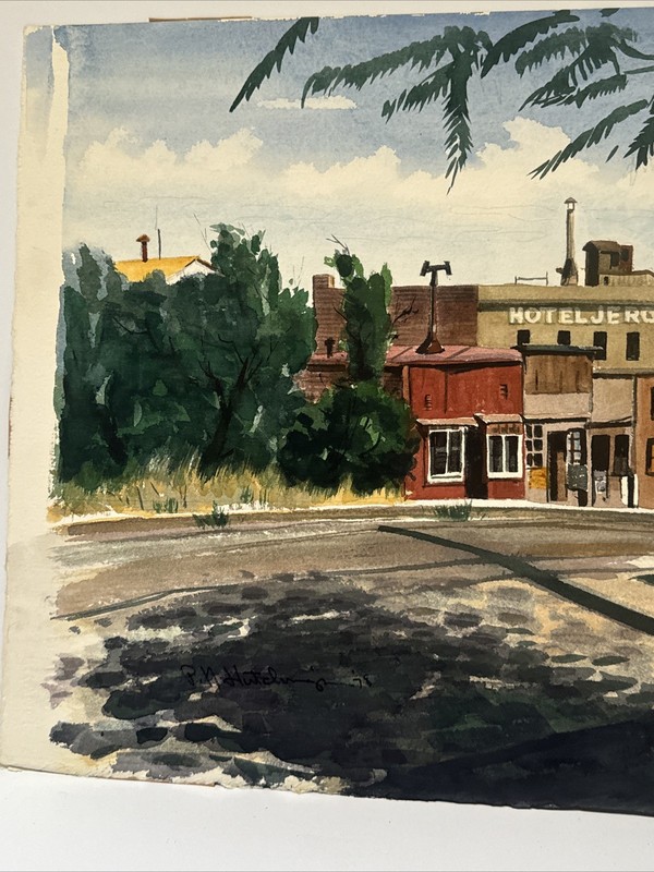 American Regionalism Painting Jerome Arizona Landscape Urban Hutchings Wpa Style gallery