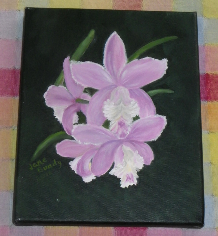 10″ x 8″ Unframed OOC Painting-Cattleya Orchid-Jane Bundy 2016-GA Artist
