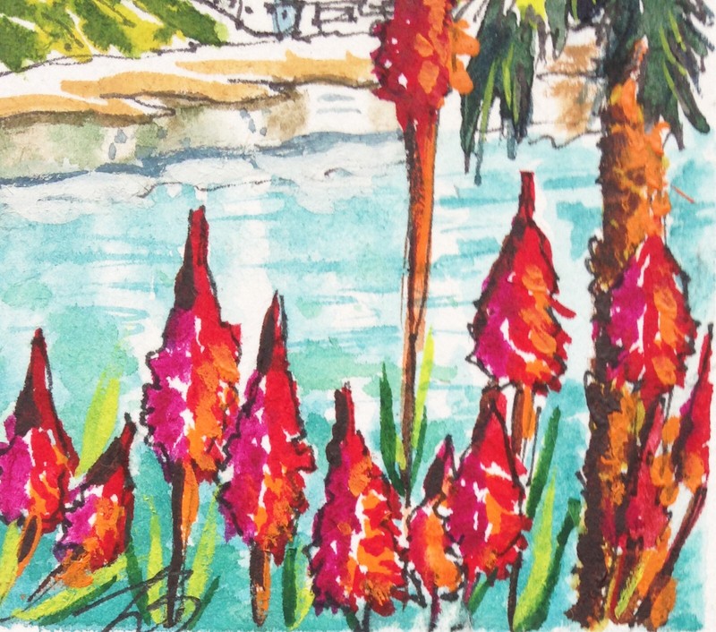 ACEO Original Art Laguna Beach California Painting Small Watercolor Seascape gallery