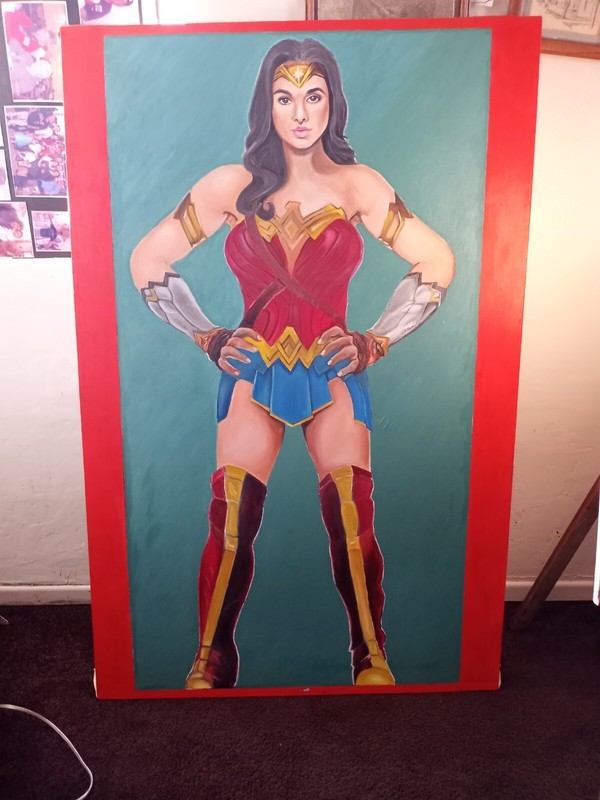 Hand Painted Wonder Woman oil painting 34 X 48 inches