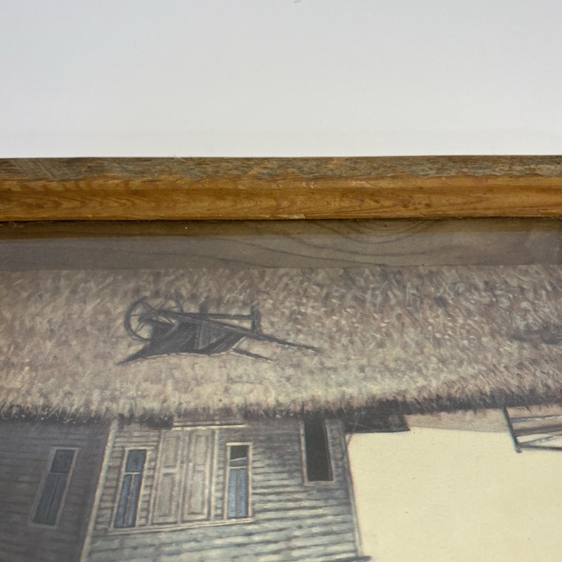 Vtg Rural Americana Rustic Shadow box Frame w/ Folk Print Harry Weathersby Made gallery