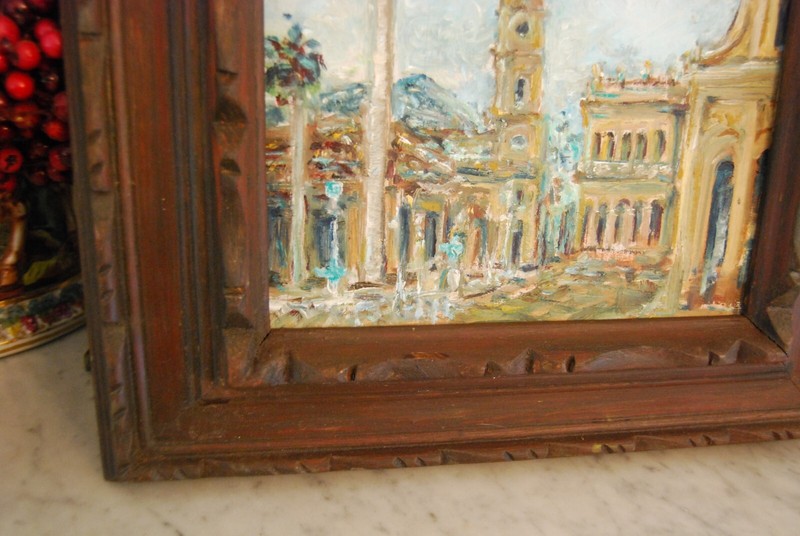 FRAMED ORIGINAL OIL "VIEW OF OLD COLONIAL TRINIDAD", CUBA ARTIST: HECTO VIDAL gallery
