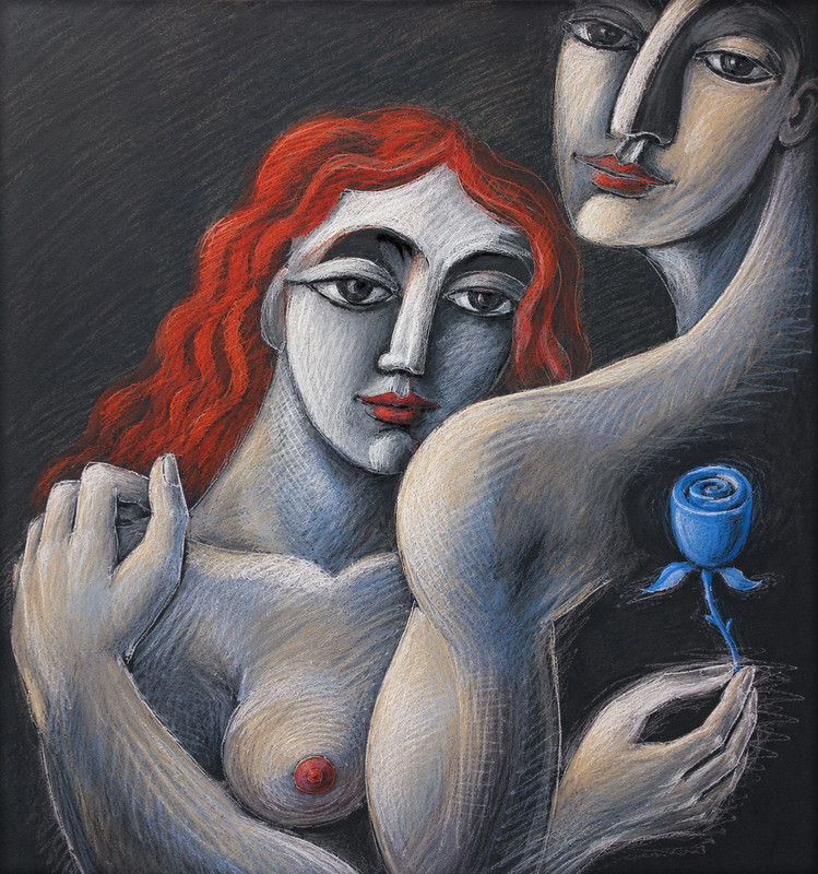 original painting by Yuri Yuroz, mixed media/pastel, bought from artist
