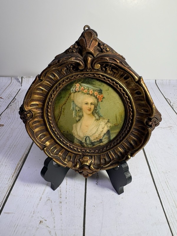 Antique French Miniature Celluloid Portrait