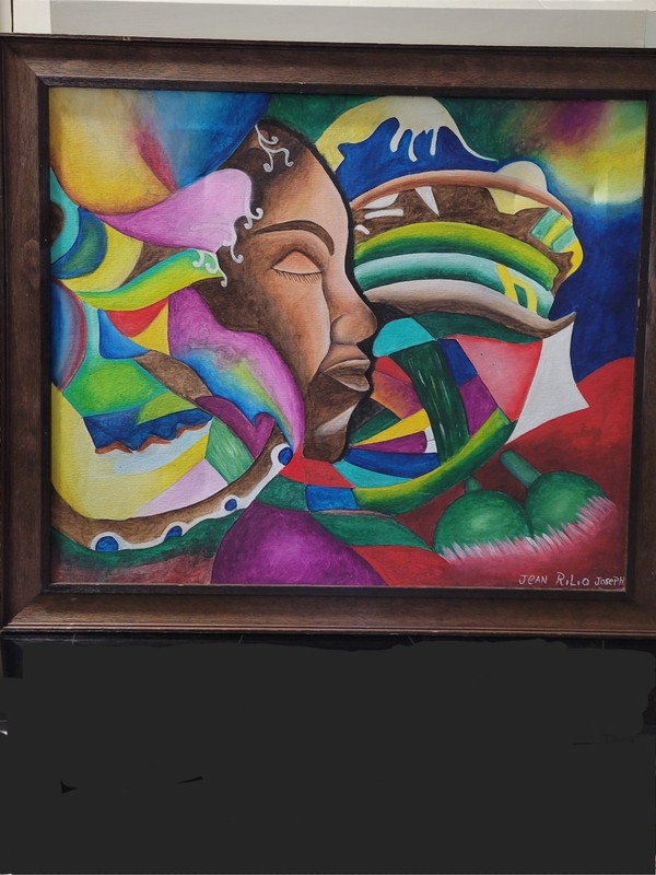 Jean Rilio Joseph Original Signed Lady’s Face 27.5″ x 24″ x 1″…