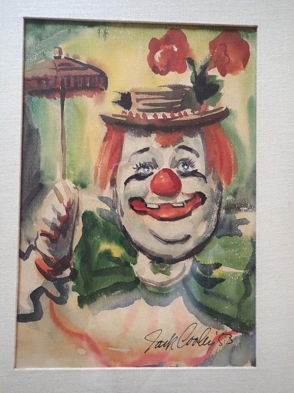 Pair JACK COOLEY Mardi Gras CLOWN PAINTINGS 1953 French Quarter NEW ORLEANS gallery