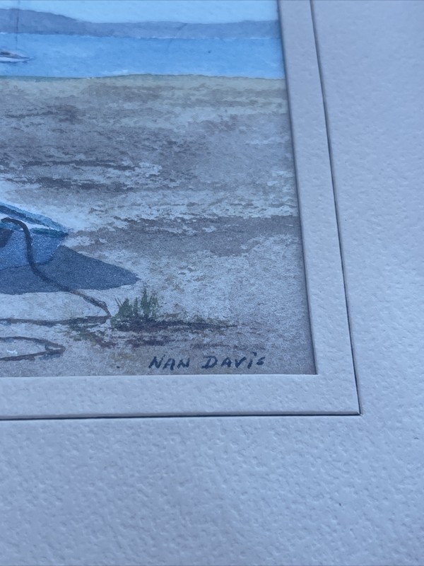 NAN DAVIS PAINTING SMALL GEM CALIFORNIA COASTAL PLEIN AIR LANDSCAPE BOATS BEACH gallery